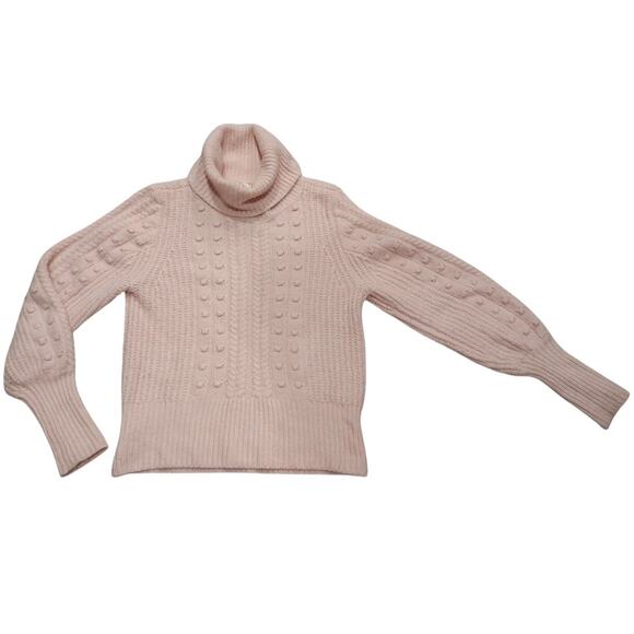 RACHEL PANCELL Pink Knubby Sweater Size S Long Sleeves Turtleneck Soft Feminine - Picture 1 of 6